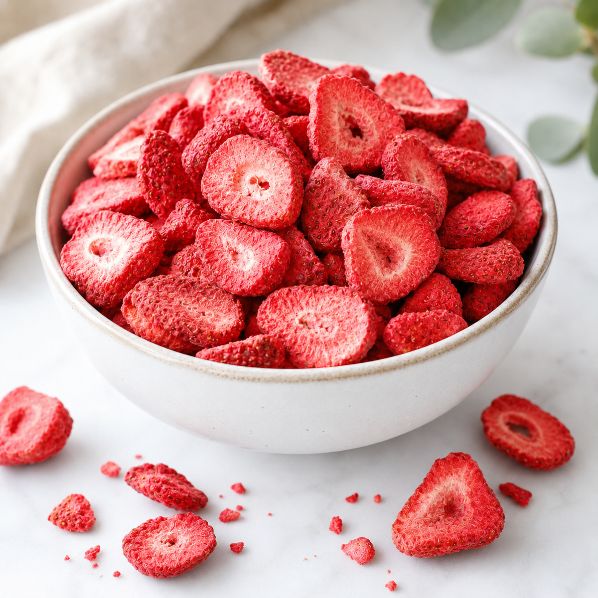 Fraises lyophilisées Lyo en folie dans un bol